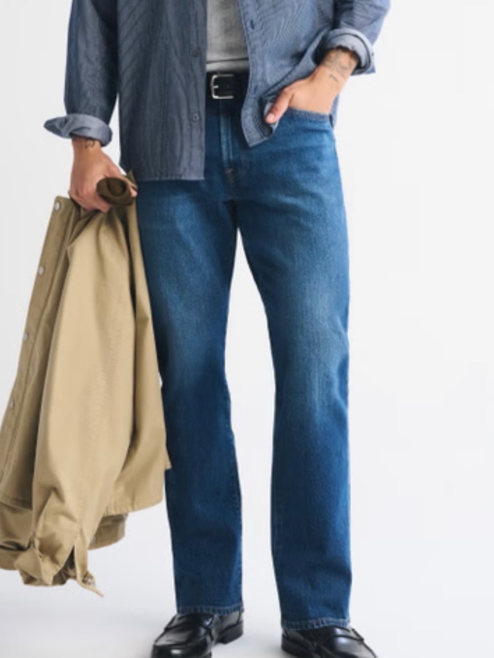 Abercrombie & Fitch Men's Straight-Leg Dark Blue Jeans
